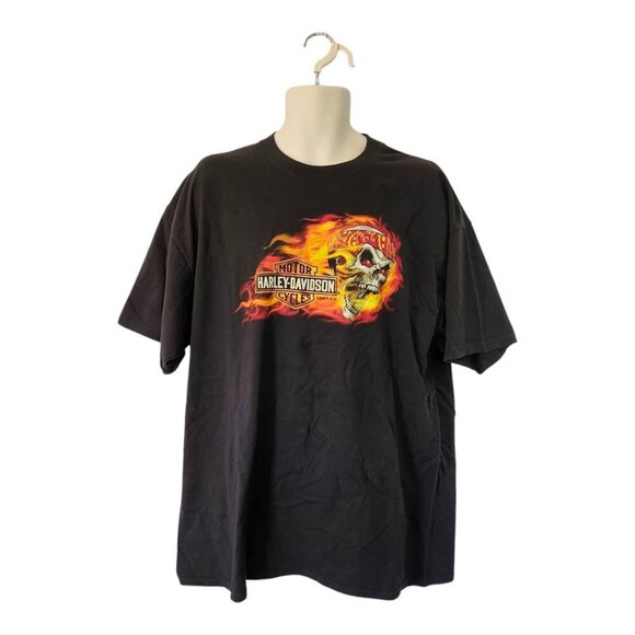 Harley Davidson 2017 Flaming Skull Tee Size 2X Cincinnati, Ohio - Picture 1 of 8